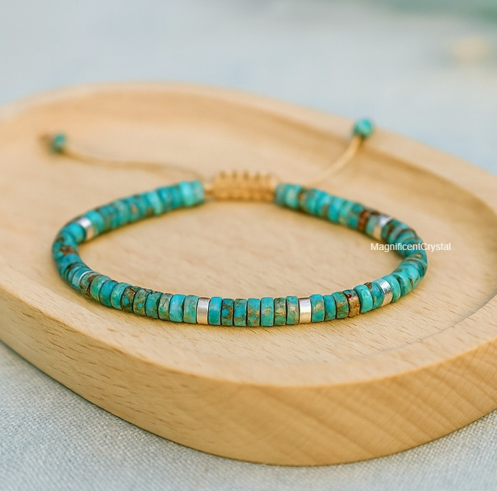 Dainty Natural Blue Turquoise Bracelet Women Men Crystal Healing Stone Jewelry