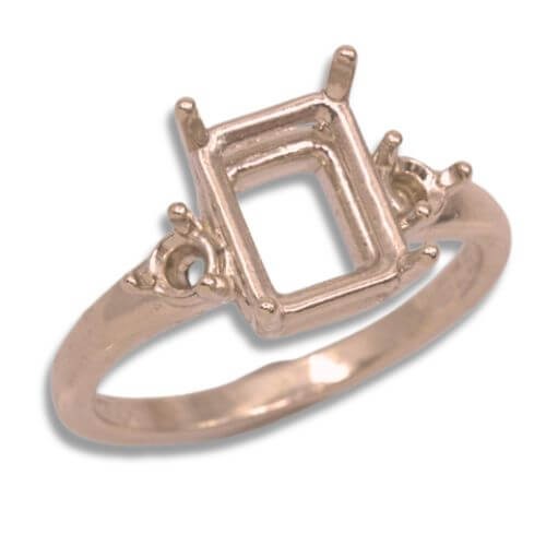 Emerald Cut 3mm Accent Pre-notched Ring Mounting (9x7mm – 16x12mm)