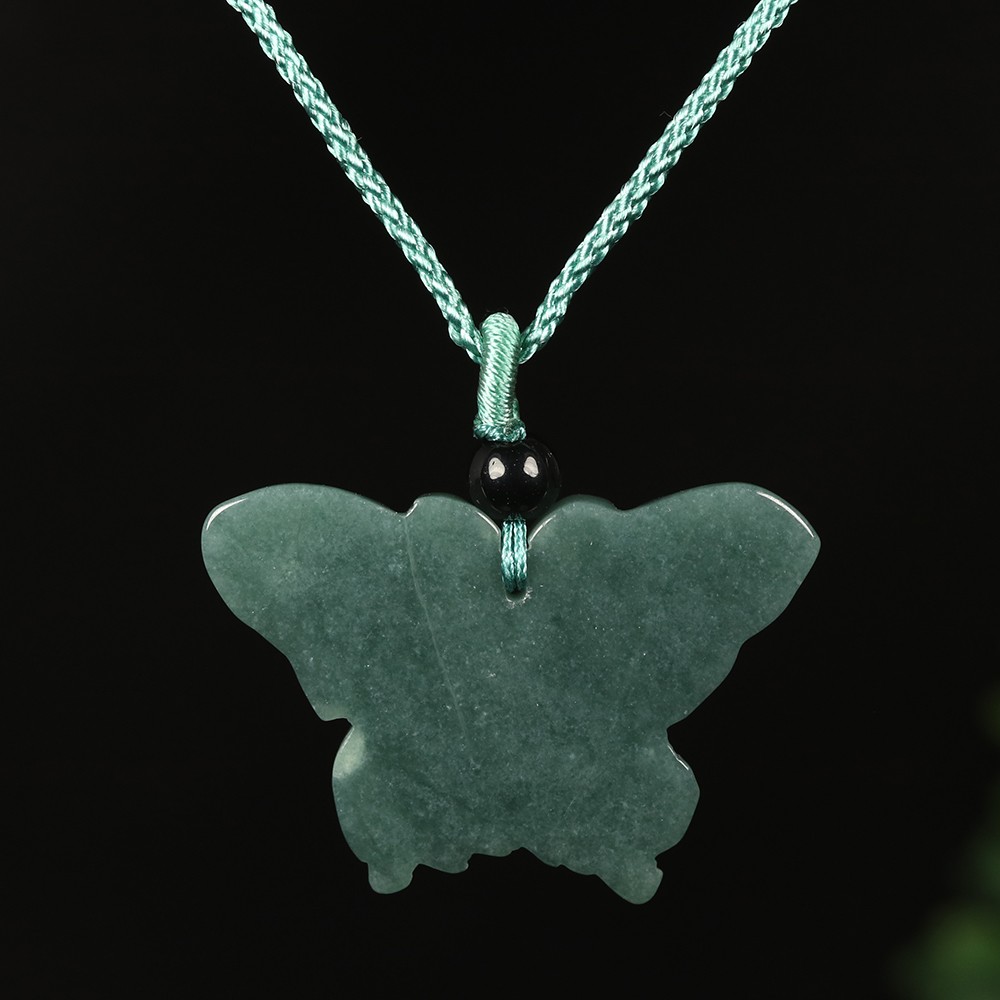 Certified Grade A 100% Natural Green Jadeite Jade Pendant Hand-carved Butterfly