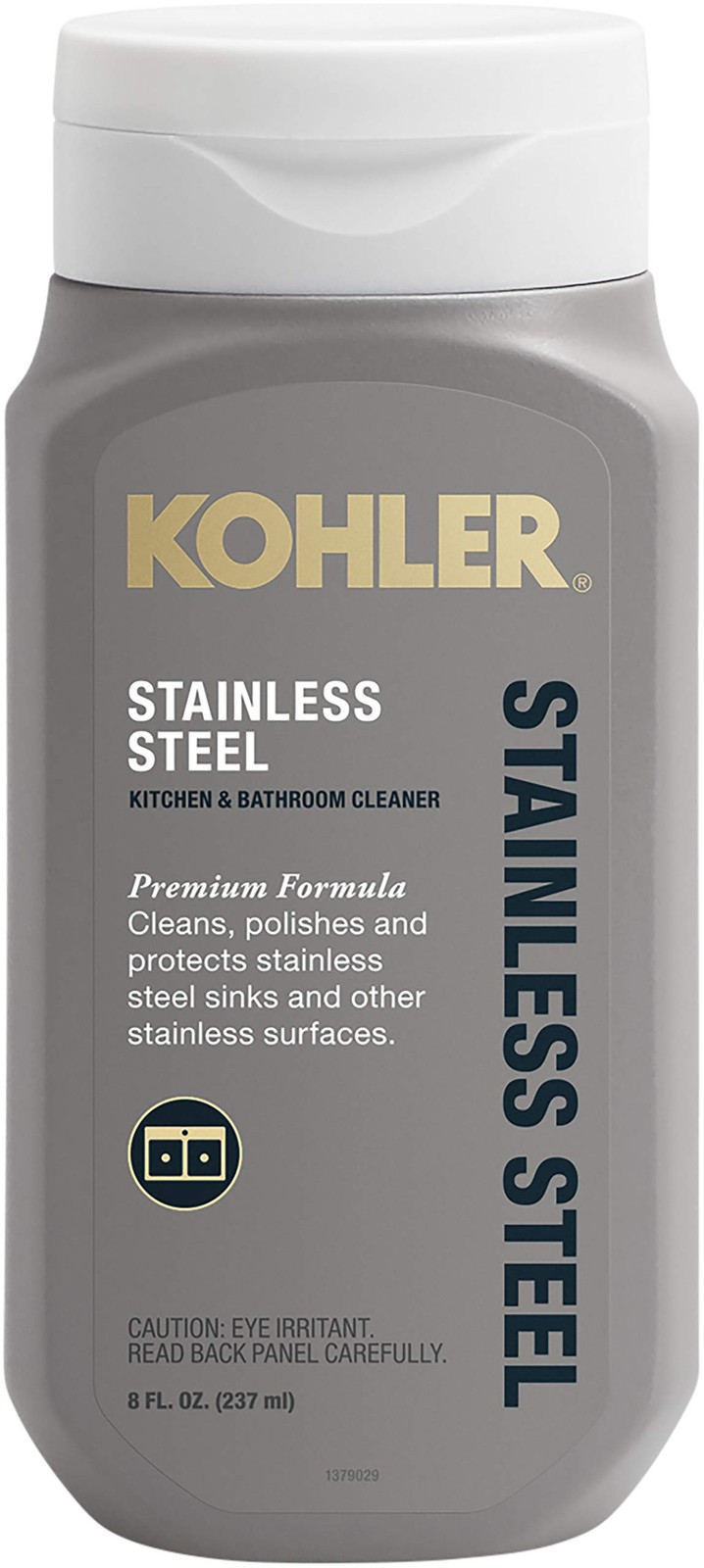 Kohler K-23729-NA Stainless Steel Cleaner, 8 FL Oz 8 Fl (Pack of 1), Gray
