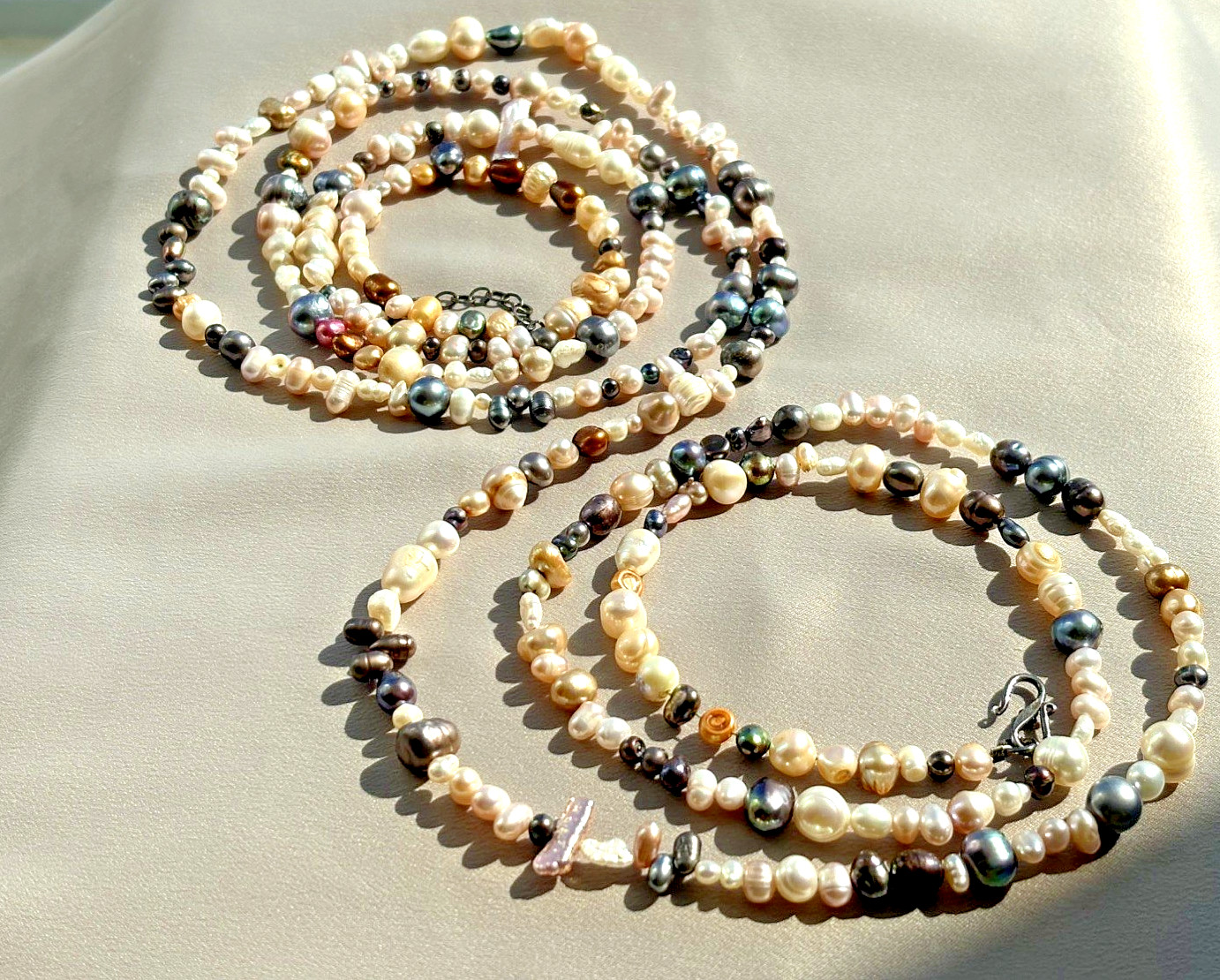 Multicolor Freshwater Pearl 69″ Long Necklace Iridescent Variation