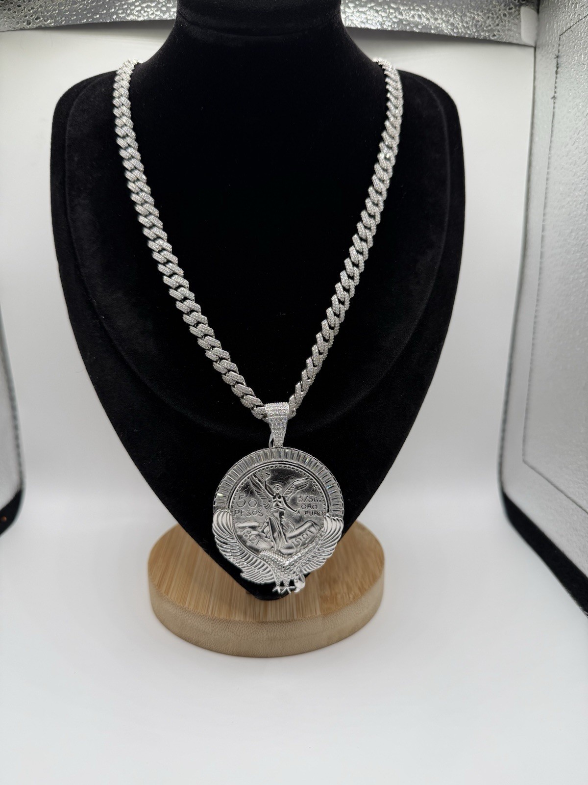 Solid Sterling Silver Moissnaite Chain 24” 8.8mm W 925 Centenario W Moissnaite