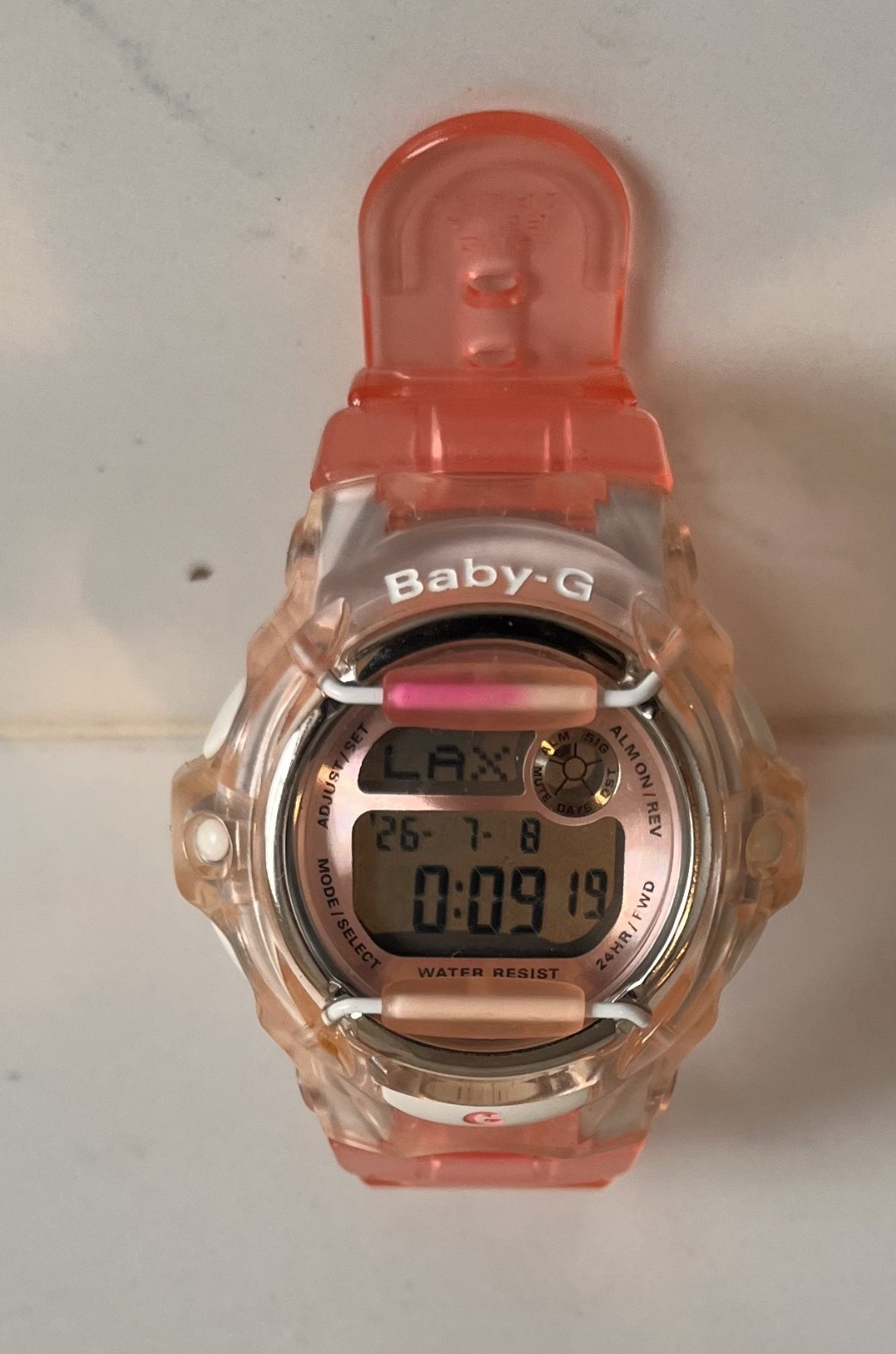 CASIO vintage BG-169R Translucent Pink Resin Case & Band Baby G Shock Watch