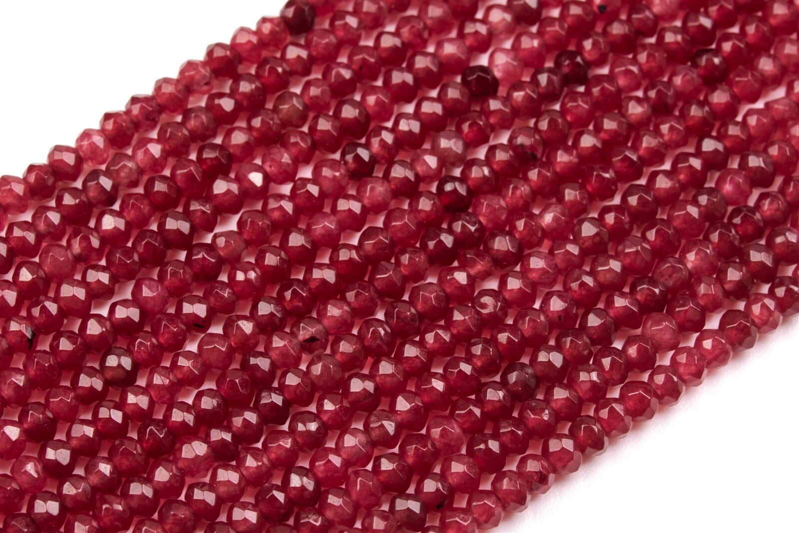 3x2MM Deep Red Jade Beads Grade AAA Faceted Rondelle Loose Beads 13.5″
