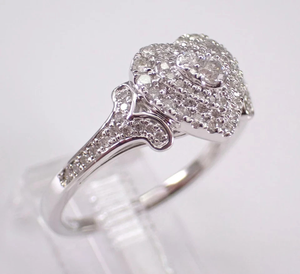 1.50Ctw VVS1 Moissanite Cluster Promise Engagement Ring 14K White Gold Plated