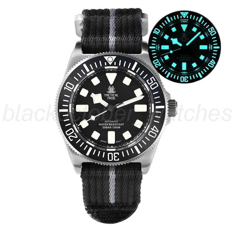 TACTICAL FROG Titanium Ti3 NH35A 200M Diver Automatic Watch BGW9 42mm Nylon