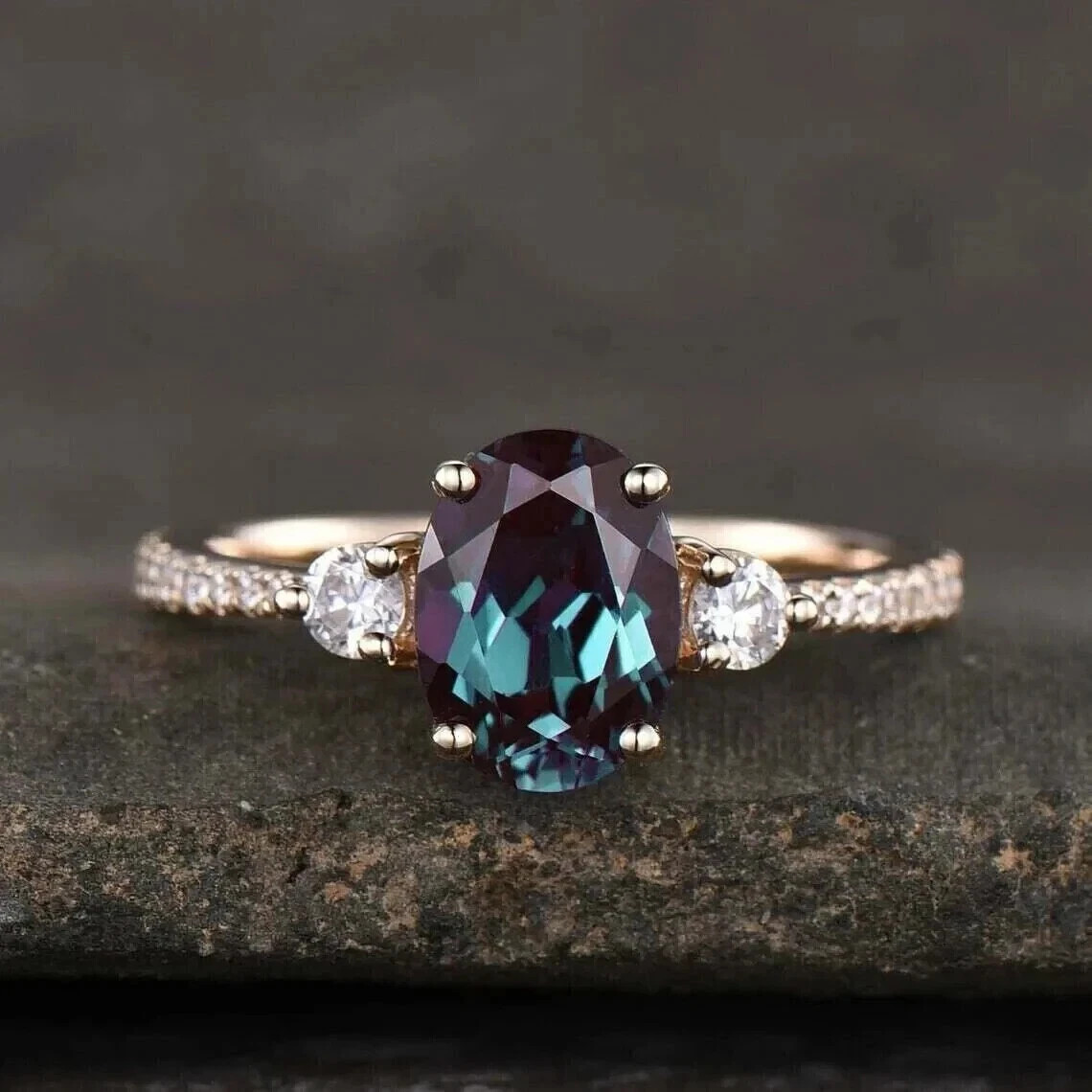 Color Change Alexandrite Gemstone Sterling Silver Ring Gift For Mother