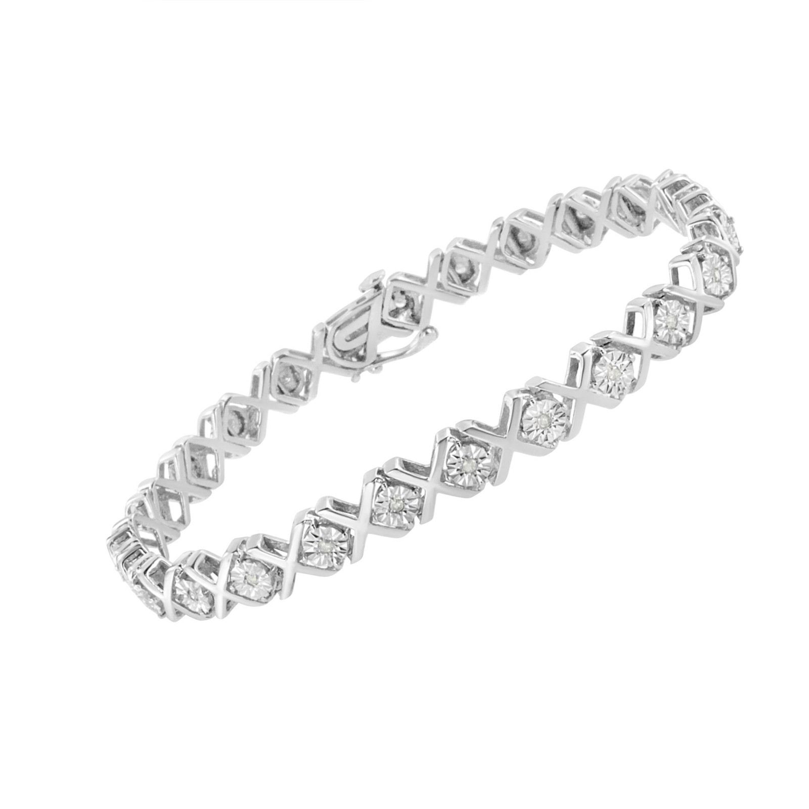 1/4 Carat Miracle Set Diamond X Link Bracelet in Sterling Silver 7.25″