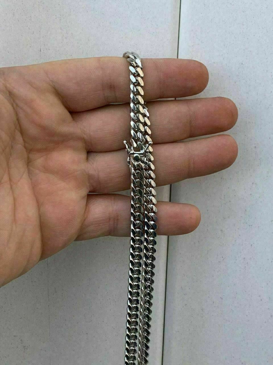 Miami Cuban Link Chain Real Solid 925 Silver ITALY Heavy 6mm 18-30″ Box Lock