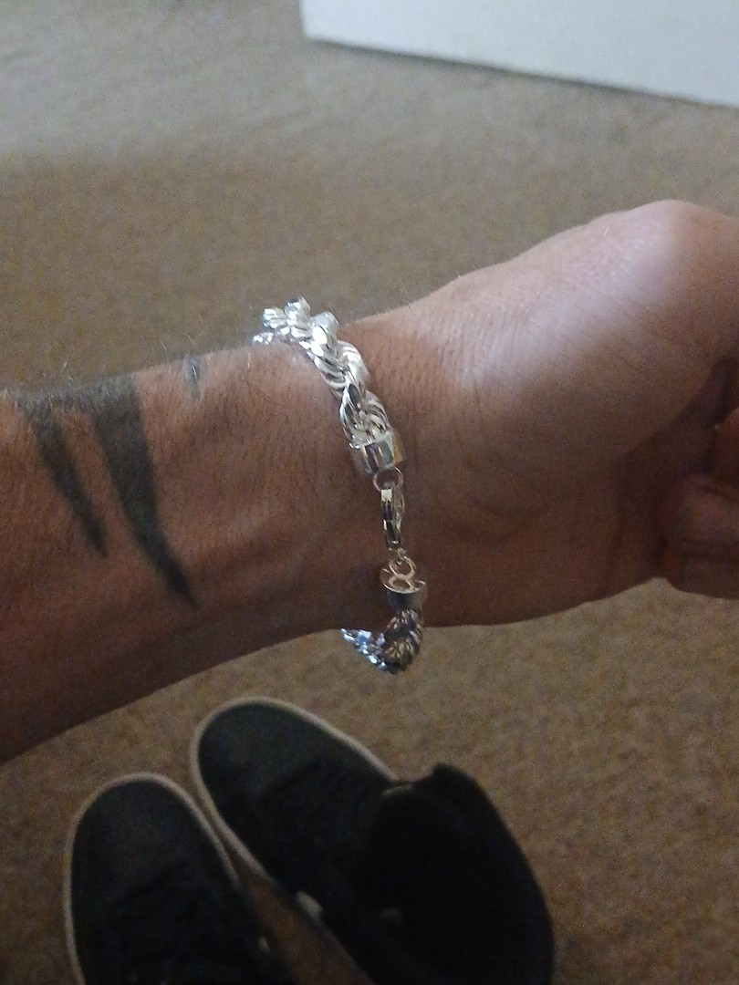 Sterling Silver Rope Bracelet 8in Length 7.8mm Thick