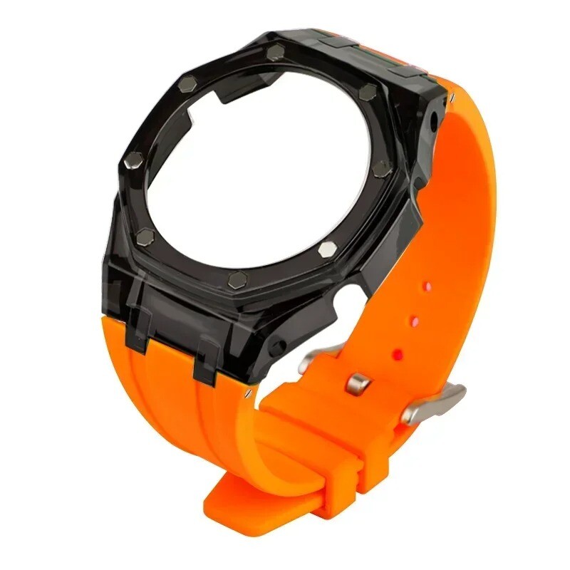 Transparent Case Bezel With Rubber Band Strap Mod Kit For Casio GA2100/GA2110