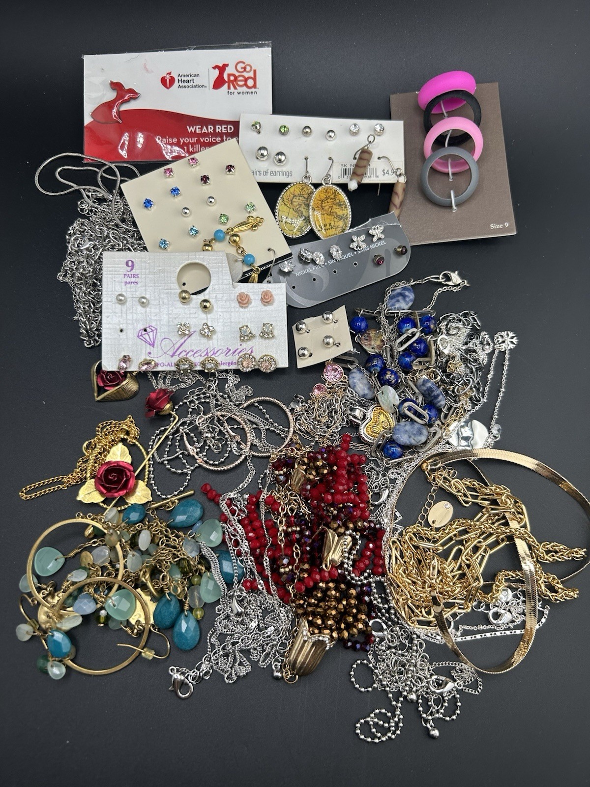 Women’s Fashion Jewelry Mixed Lot Multicolor Earrings Necklaces Rings
