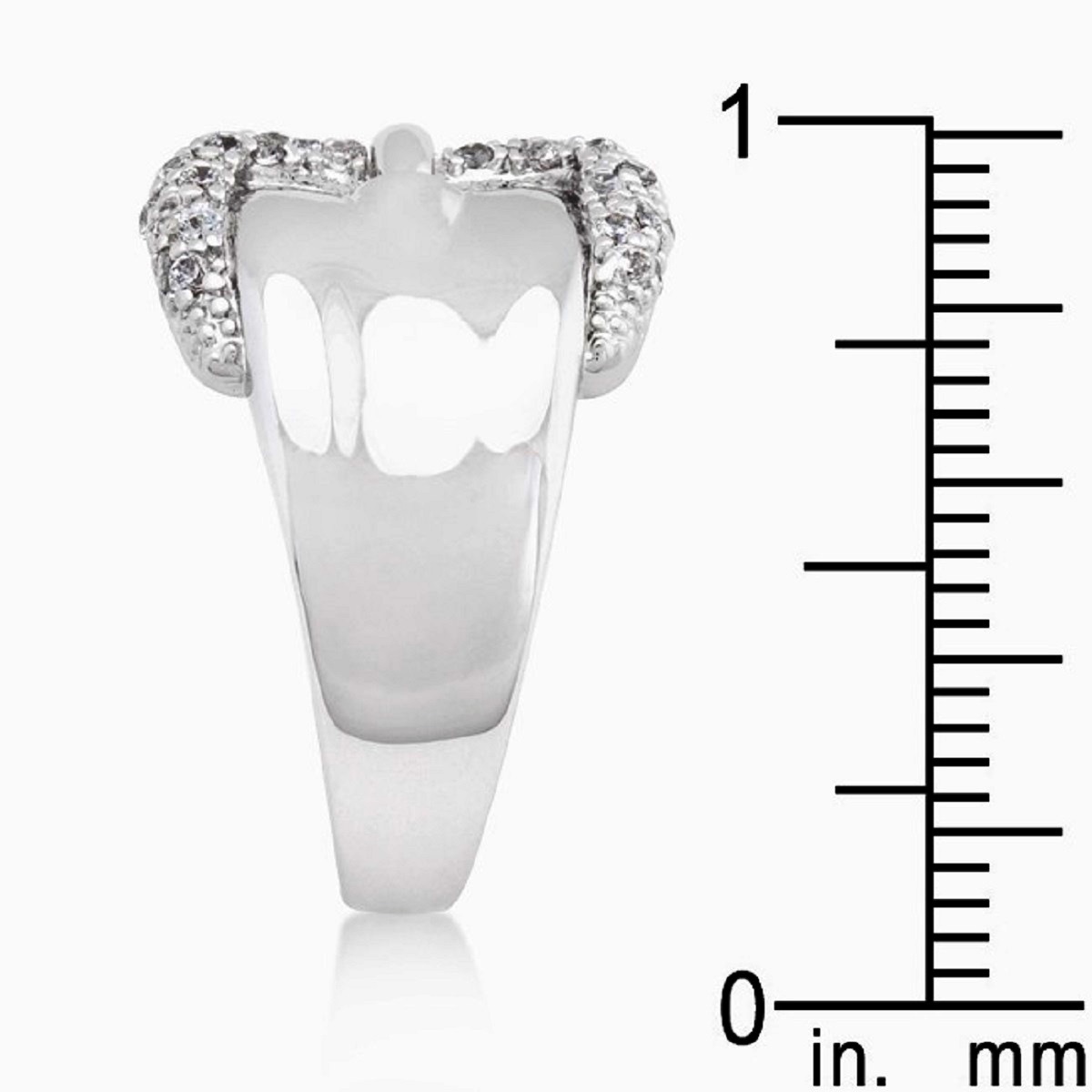 Buckle Band Ring Silver Rhodium Plated-Shiny CZ’s-1/2″ Wide-NWT-Size Selectable
