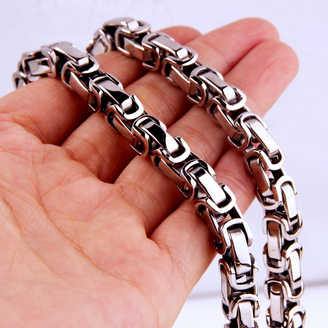16~40″ 4/5/8mm 316L Stainless Steel Mens Womens Byzantine Box Chain Necklace