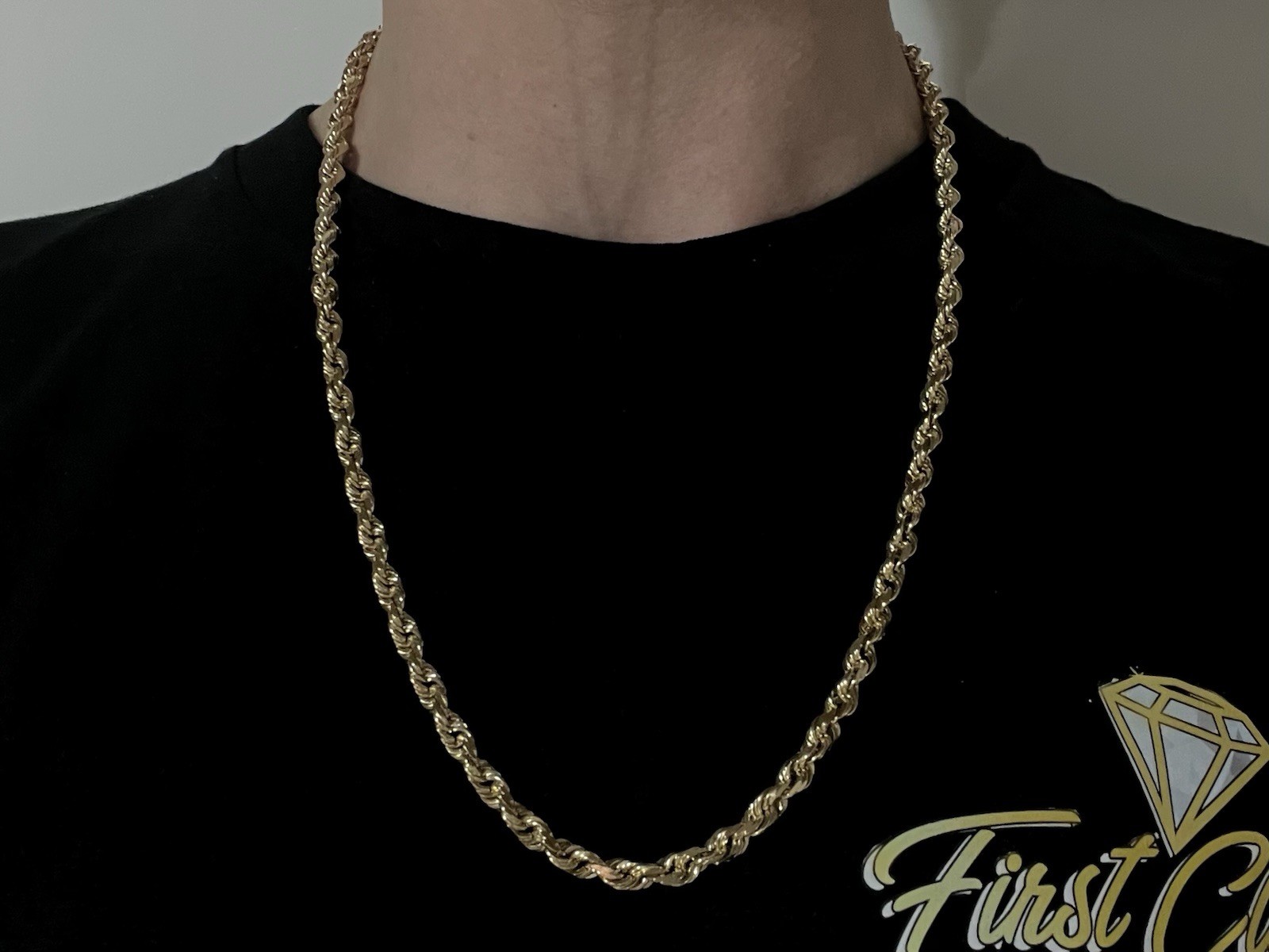 24” 10K Solid Yellow Gold Diamond Cut Rope Chain | 48.93g | 5.5mm | Lobster |