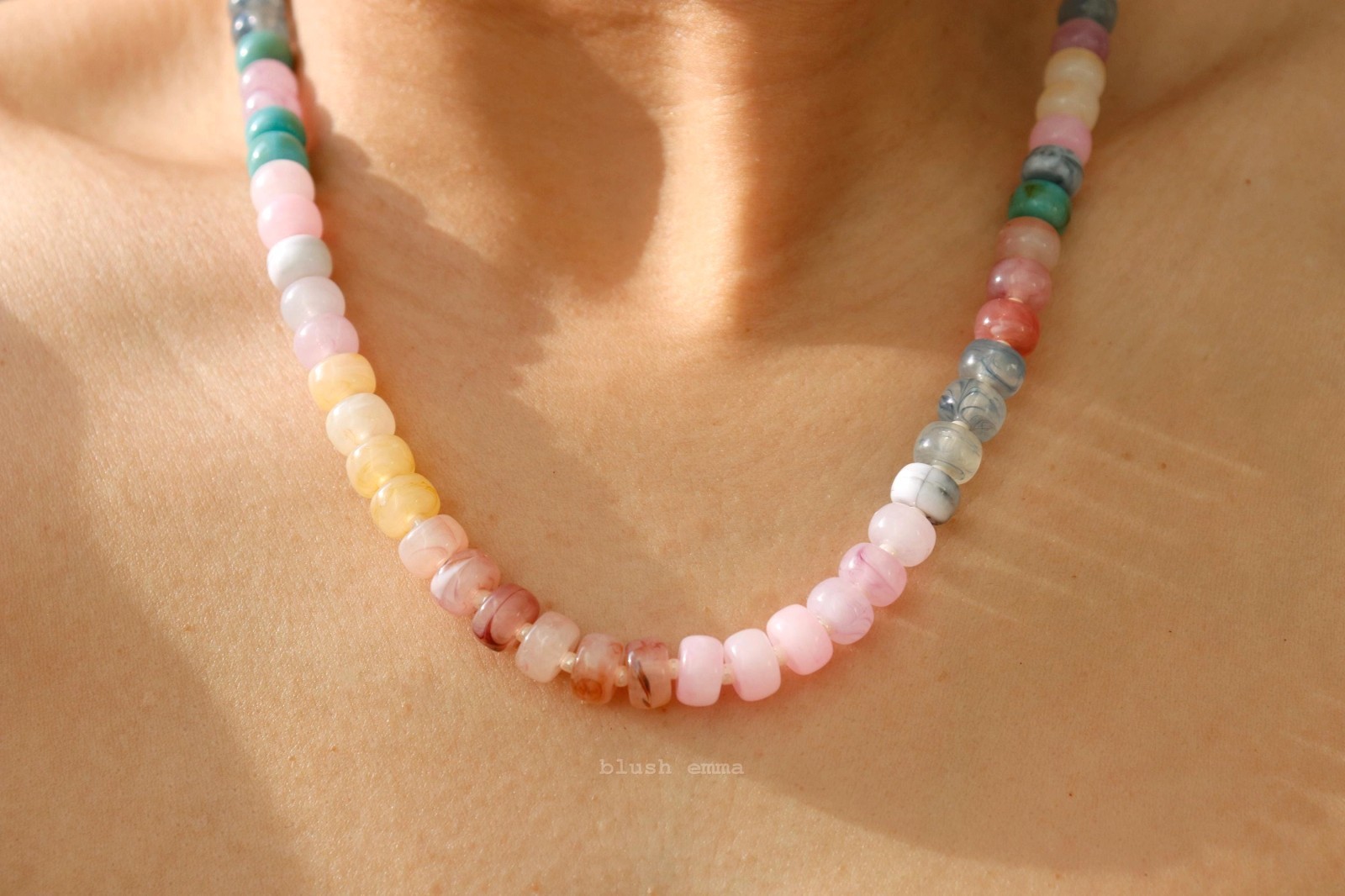 **Neutral Pastels Earth Tone Beaded Necklace Resin Candy Seed Dainty Gift Her**