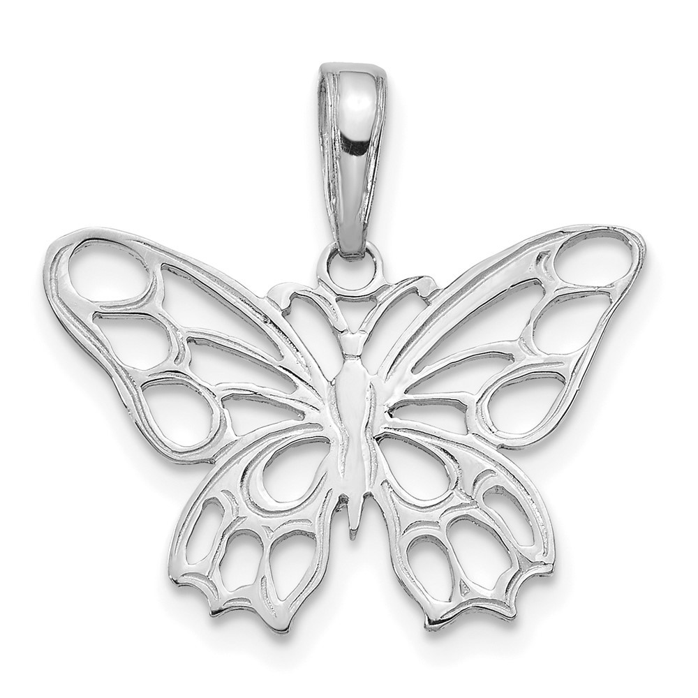 14k White Gold Polished Butterfly Cut-out Pendant Perfect Gift for Her