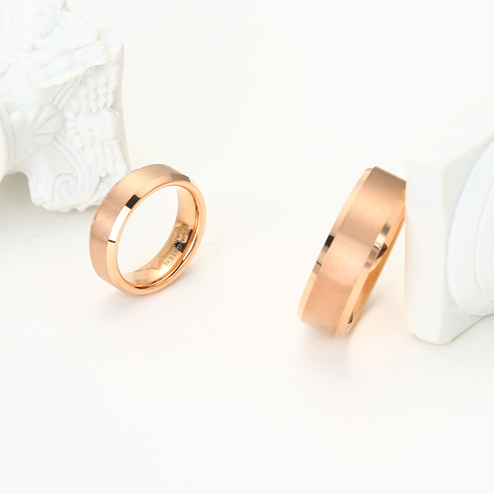 Rose Gold Color Tungsten Carbide Engagement Rings For Men Women Wedding Bands