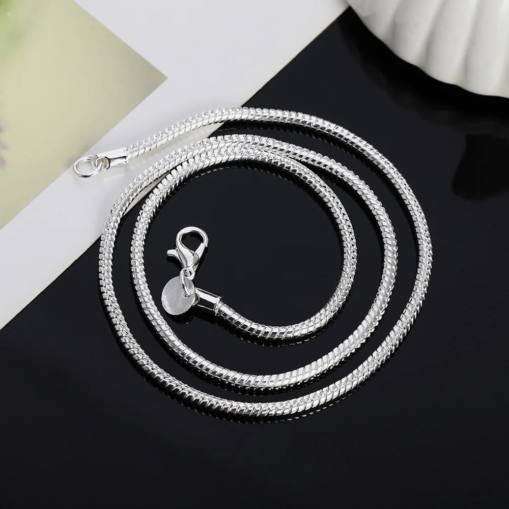 925 Sterling Silver Snake Chain Necklace 1mm 2mm 3mm Pendant Chain Unisex