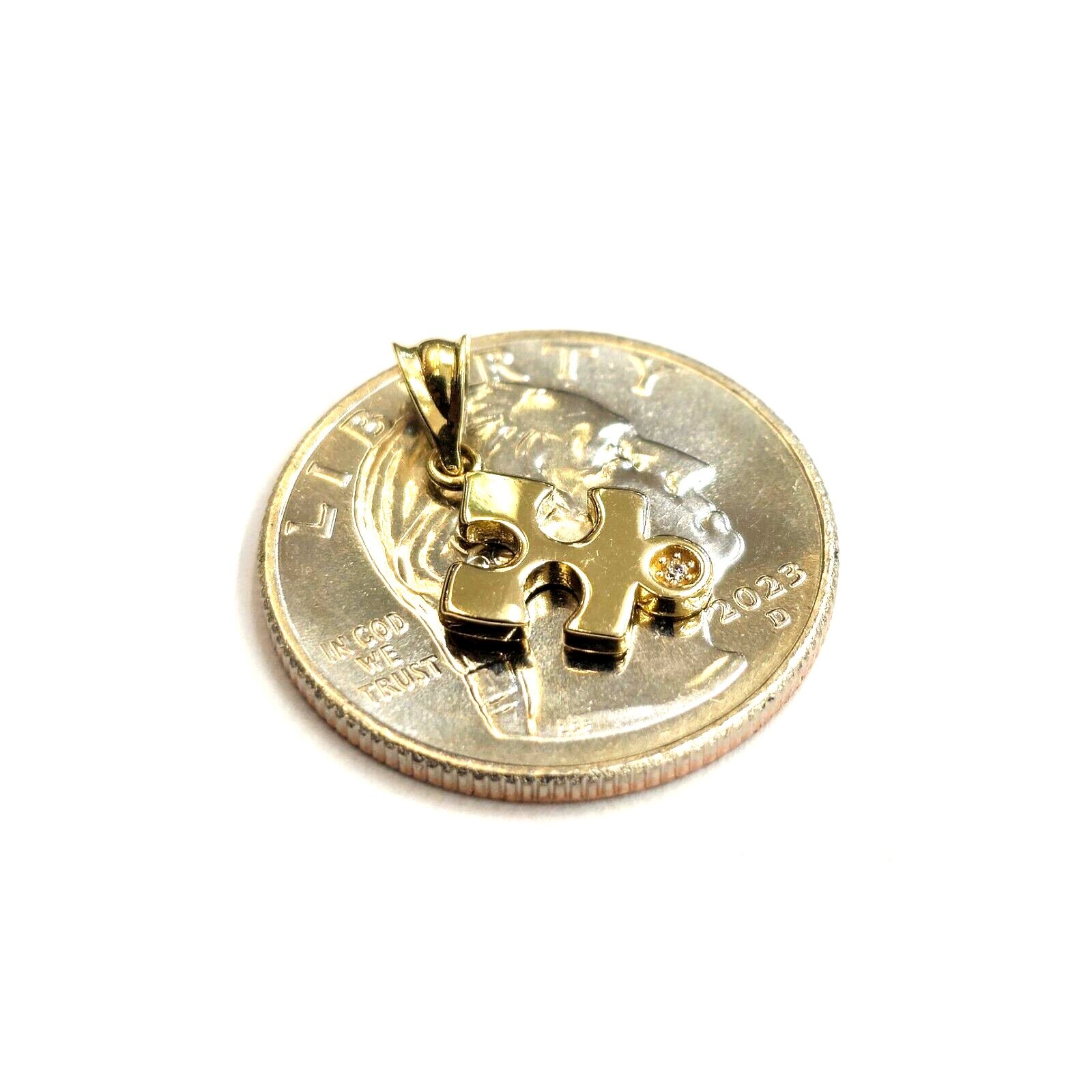 14k yellow Gold Tiny puzzle piece Pendant charm unisex gift fine jewelry 0.8g