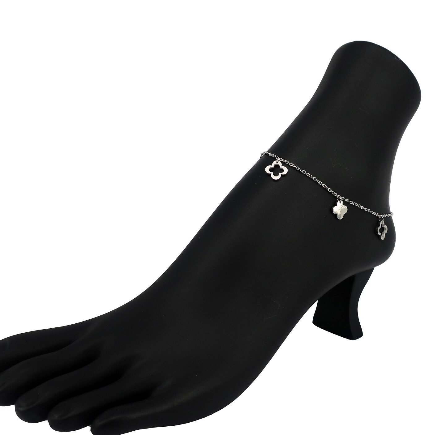 Stainless Steel Anklet Rhodium Ankle Charm Bracelet #8