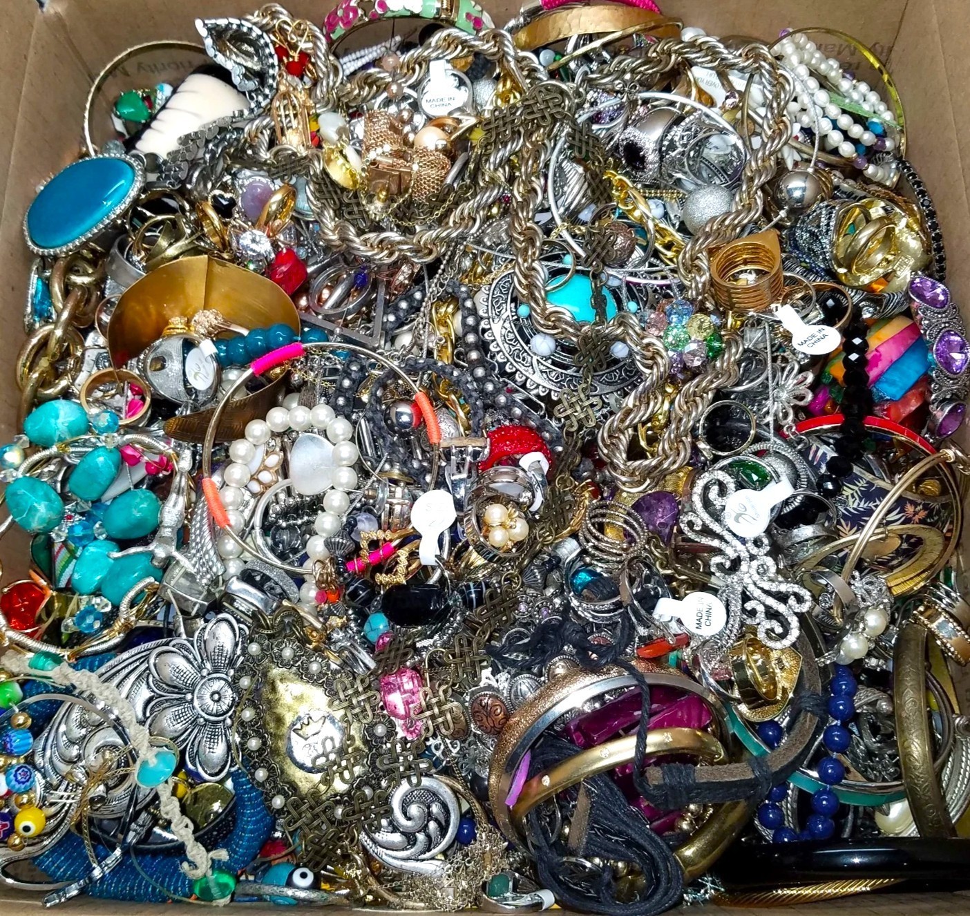 Tangled Jewelry Lot 3 Lbs Unsorted Unsearched Vintage & Modern Junk & Resale