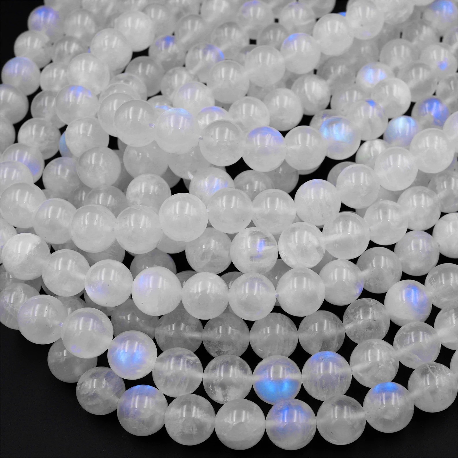 Natural AAA White Rainbow Moonstone Genuine Beads 6MM 8MM 10MM Bulk Lot Options