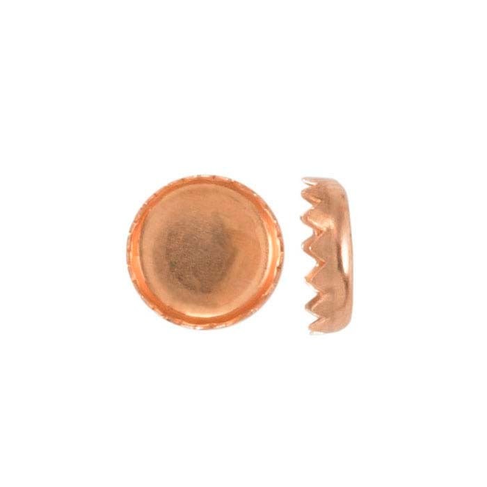 Five 6mm Round Serrated Copper Bezel Cup 24gauge 2mm Wall Height