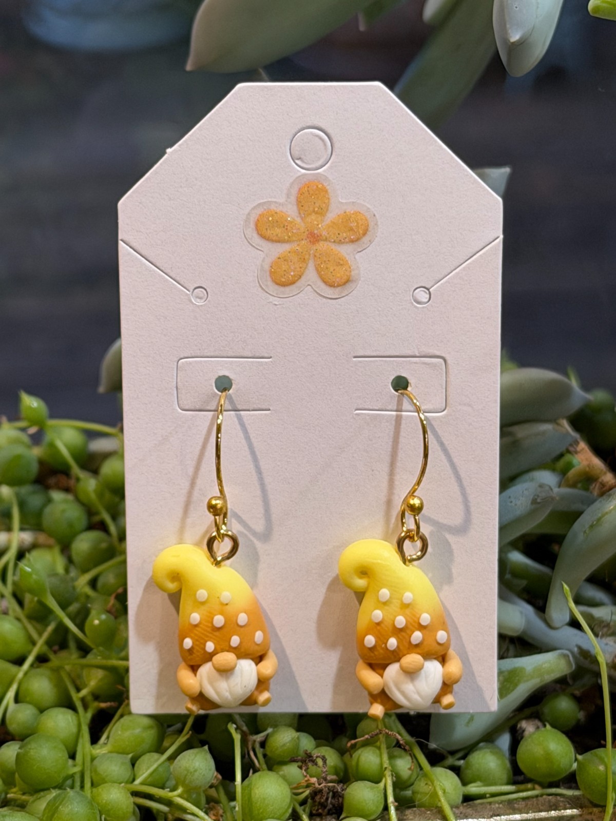 Gnome Earrings Light Weight Clay Gift Box Organza Bag