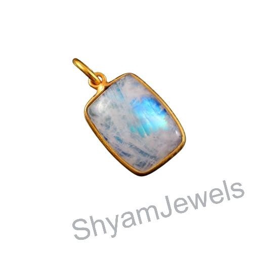Genuine Moonstone Charm Pendant Made In 14K Gold