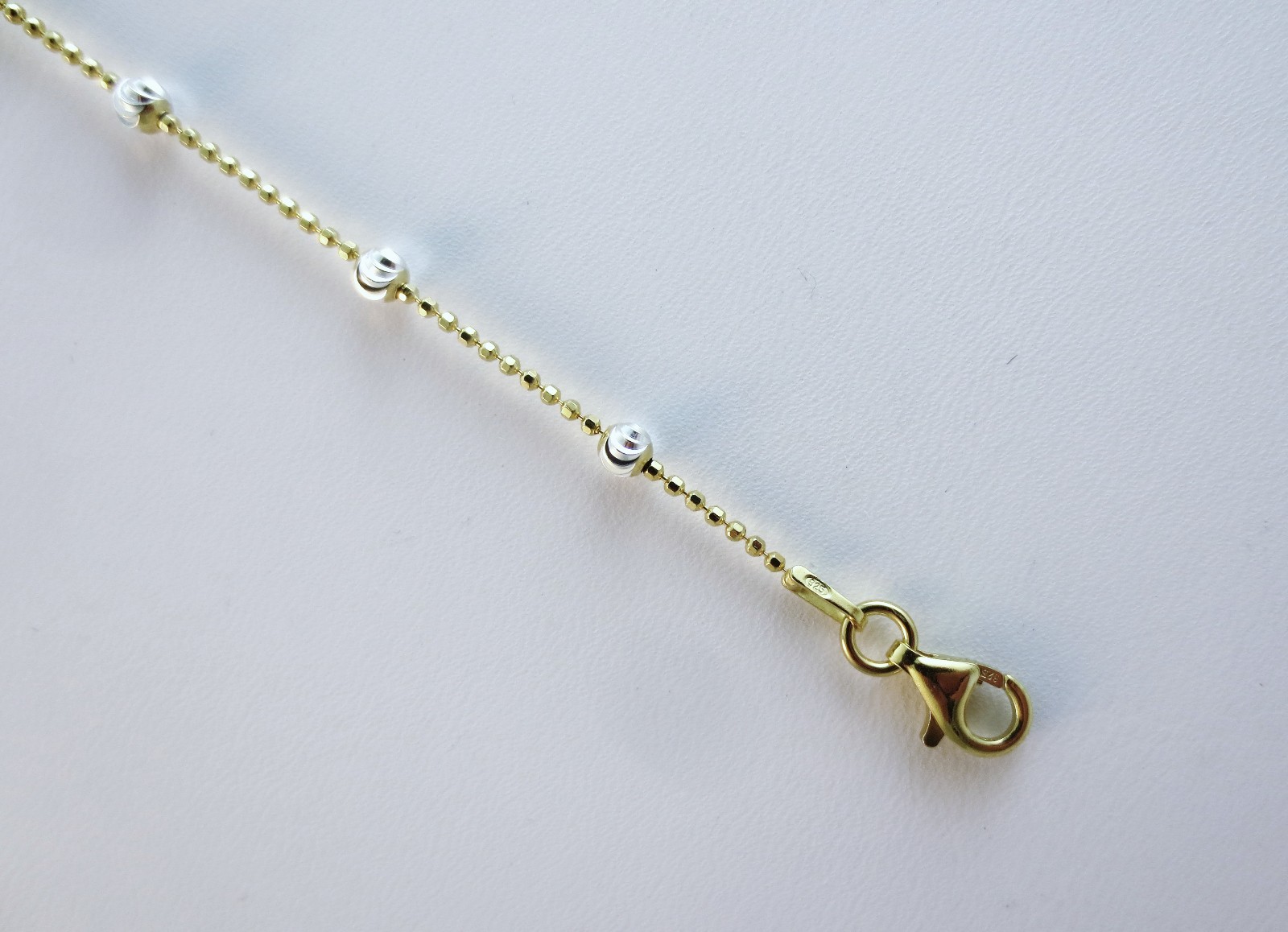 16,18,20,24,7,10 inch, Two tone S. Silver Bead Vermeil Necklace Anklet Bracelet.