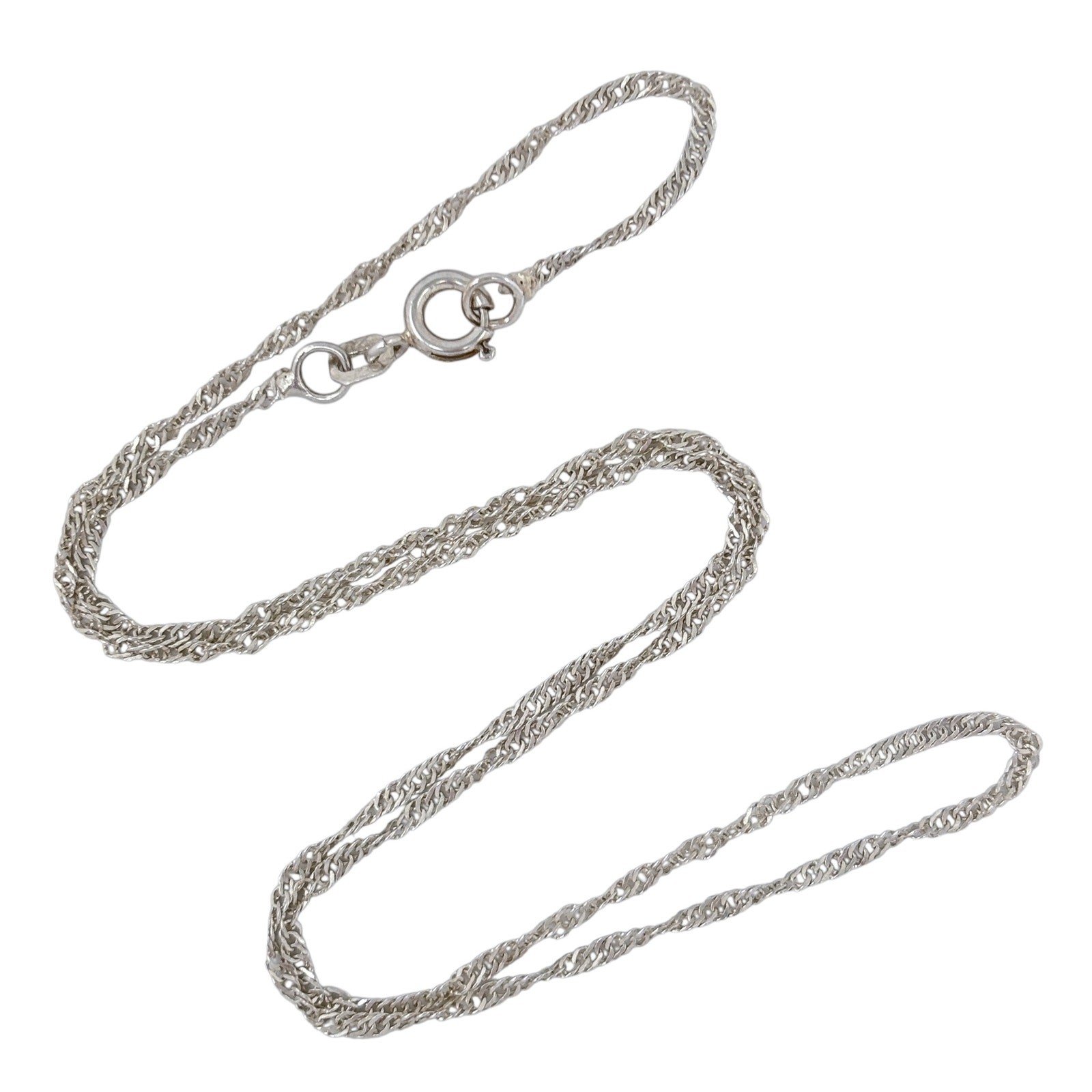 Vintage Sterling Silver 925 Singapore Link Chain Necklace 16″