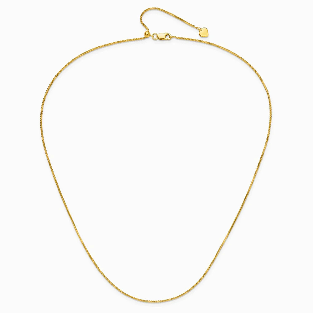 Sterling Silver Adjustable Gold-Plated 1.3mm Spiga Chain Necklace 22″-30″