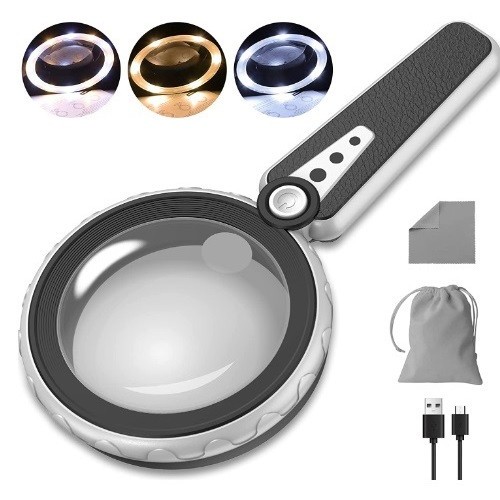 Magnifying Glass with Light-6X 10X 12 LED Handheld Illuminated Lighted Magnifyin