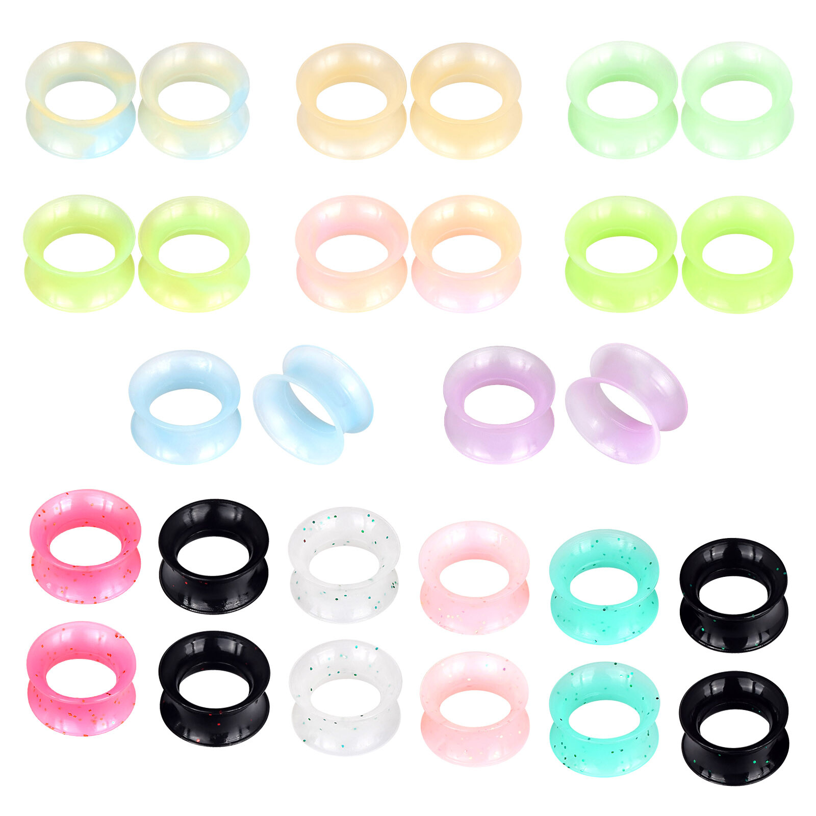 20PCS Soft Silicone Flesh Tunnel Flexible Ear Gauges Plug Stretching Kit 2g-3/4″