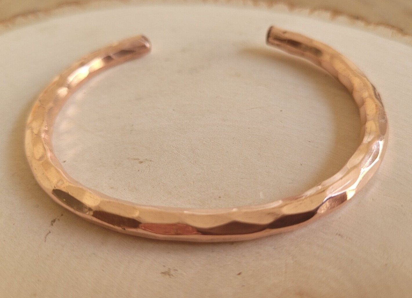 Hammered Solid Copper Cuff Pure Copper Arthritis Therapy Heavy Bracelet