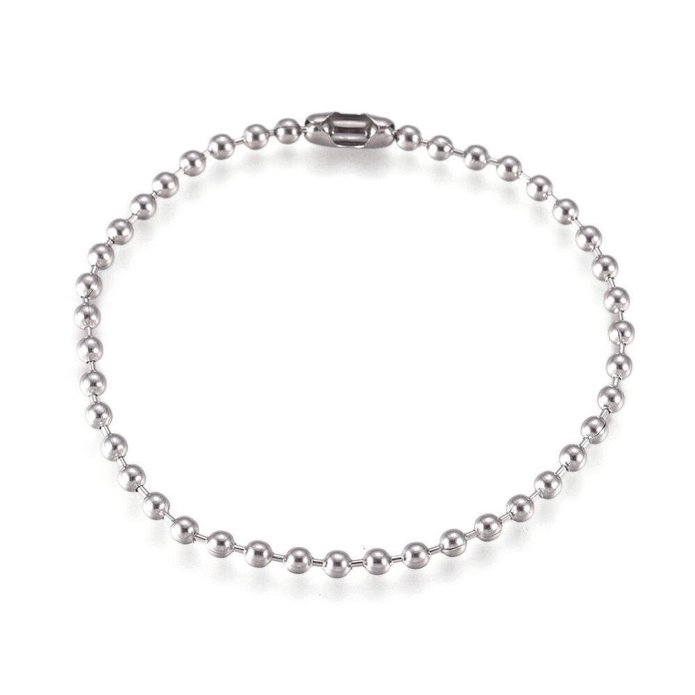 304 Stainless Steel Ball Chain Bracelet Tag Chain Silver 7.3″ Inches Z257
