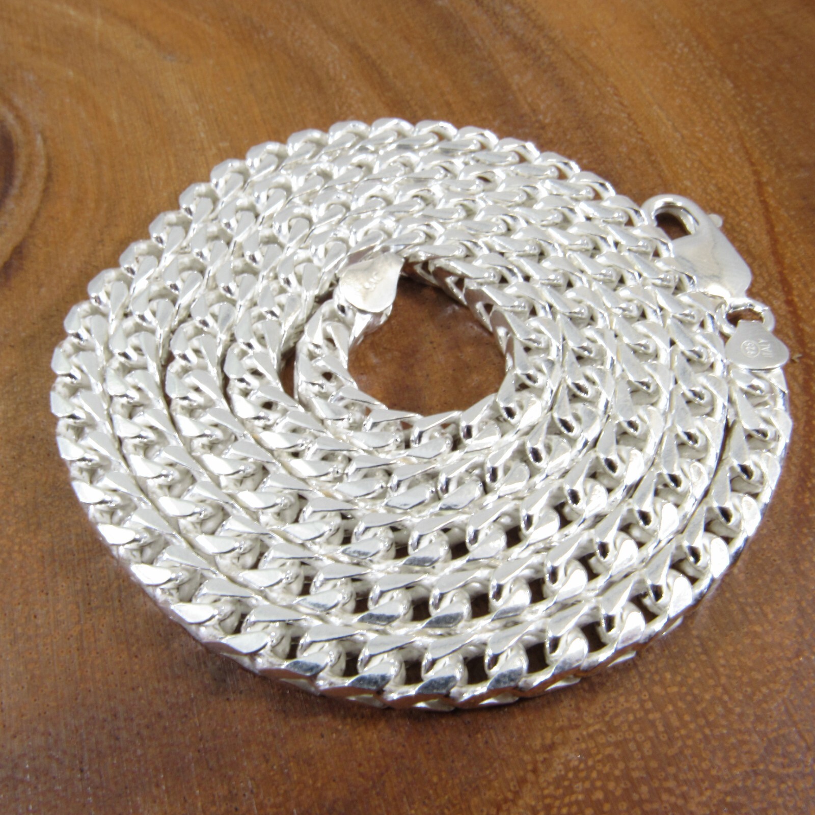 Solid 925 Sterling Silver Mens Italian Franco Link Chain, Hip Hop Jewelry, Italy