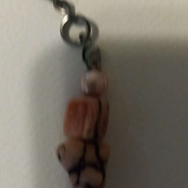 Pink Brown Glass Oval Beaded Necklace Cable Chain, Adjustable Extender Lobster