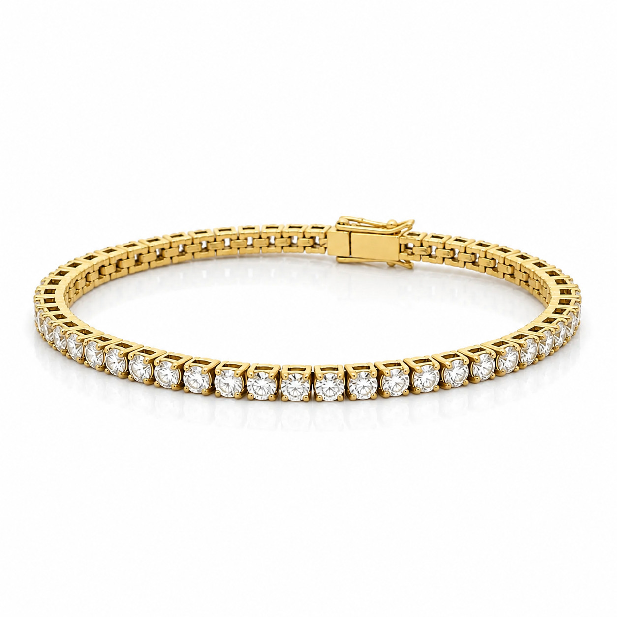 3mm Moissanite Tennis Bracelet Gold Tone 6.5 7 Inch