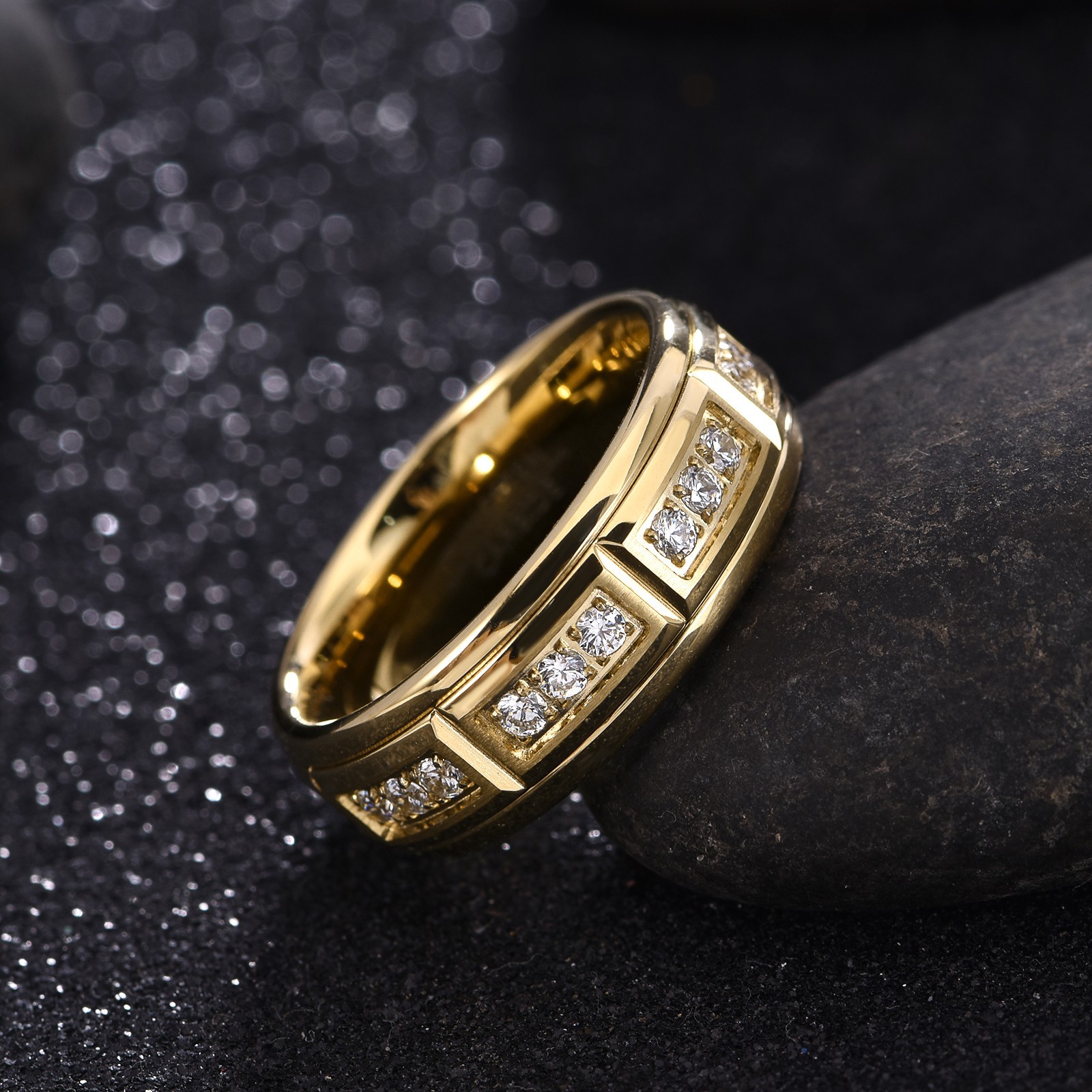 Tungsten Carbide Single Row Cz Design Ring 8MM w/ FREE Engraving size 8-14