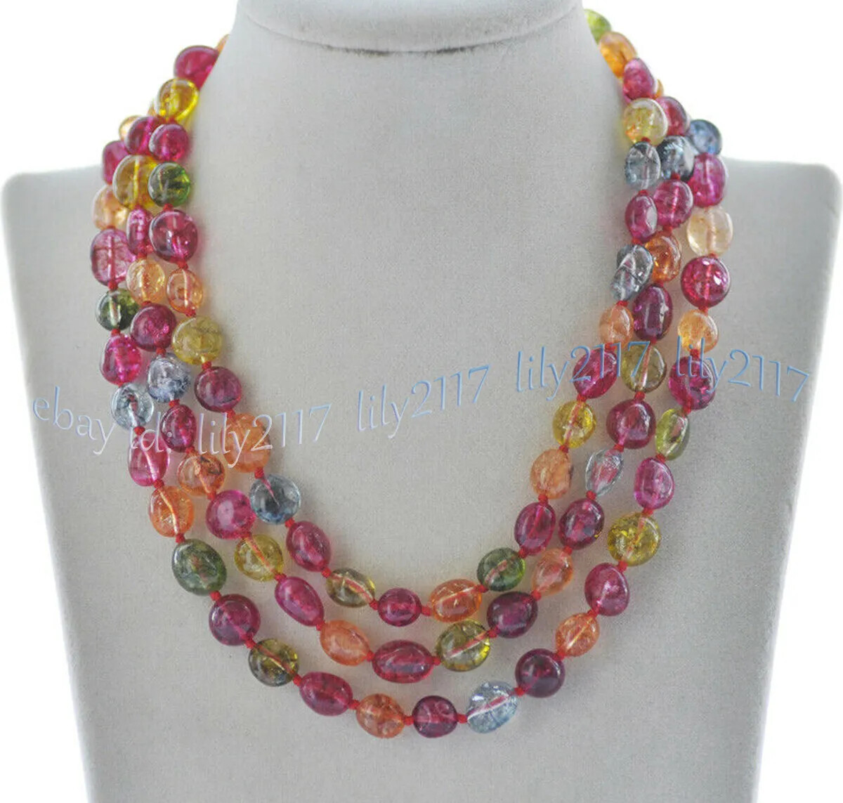 12-15mm Multicolor Tourmaline Irregular Freeform Gemstone Beads Necklace 14-72”