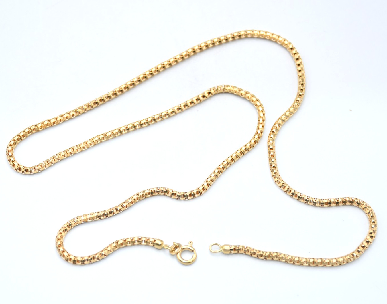 UNOAERRE Tubular Chain Necklace Solid 18K Yellow Gold Vintage ’70 60cm