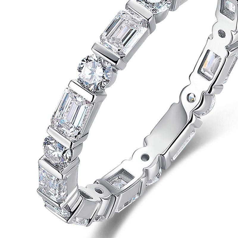Unique Elegant Full Eternity Baguette Moissanite Ring Wedding Anniversary Band