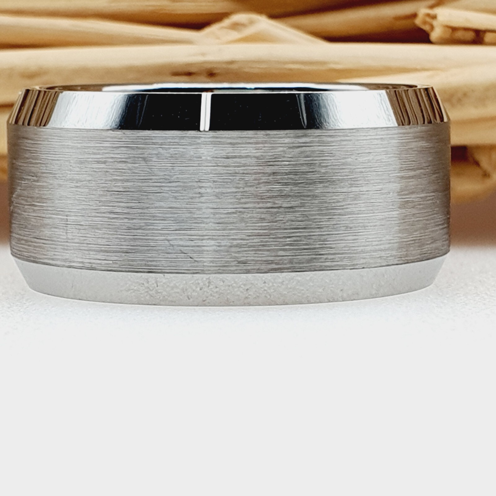 Men’s 10mm Silver Tungsten Ring – Scratch-Resistant Extra-Wide Durable Band