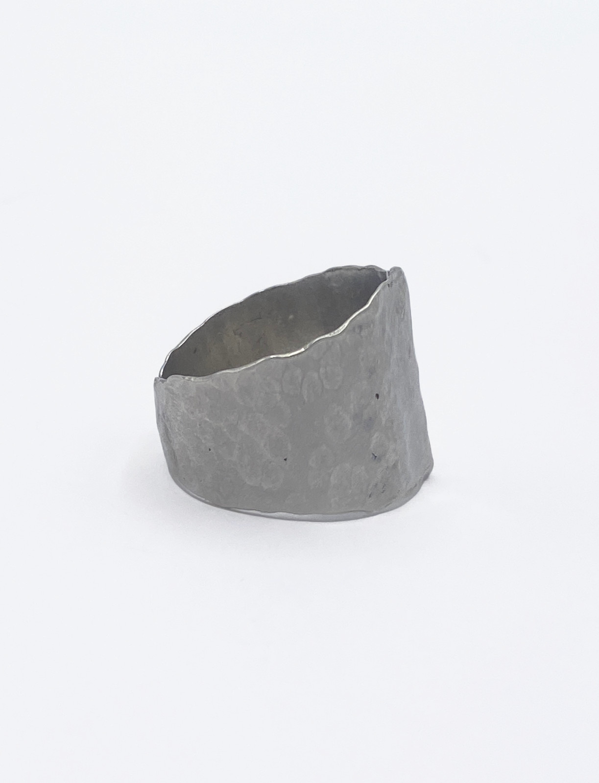 FarmMouseStudio Handmade Hammered Sterling Silver Wide Wrap Ring Size 8