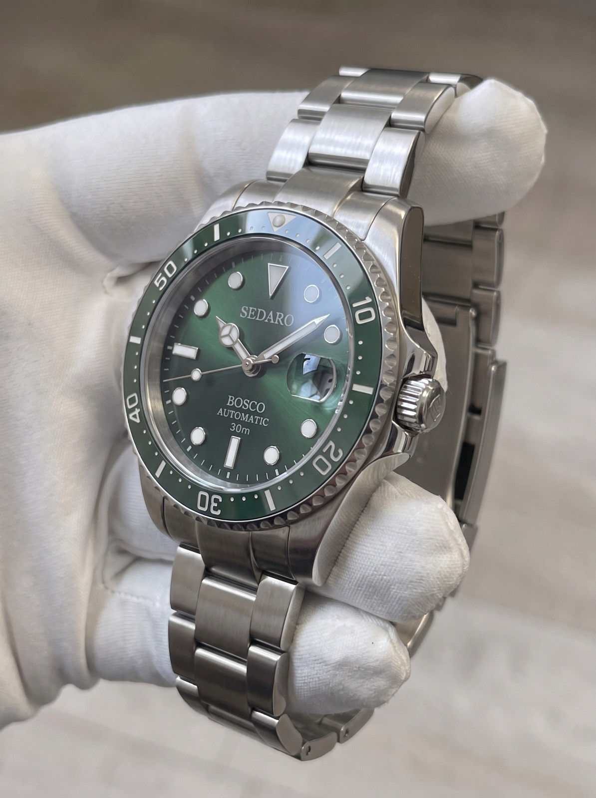 SEDARO Diver Watch NH35 Automatic Green Dial Sapphire Crystal Steel 41mm