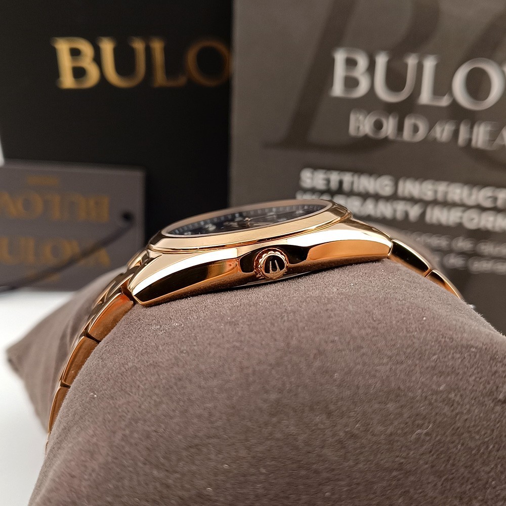 Women’s Bulova Surveyor 97P156 Gray Dial Rose Gold Strap Stainless Quartz Watch