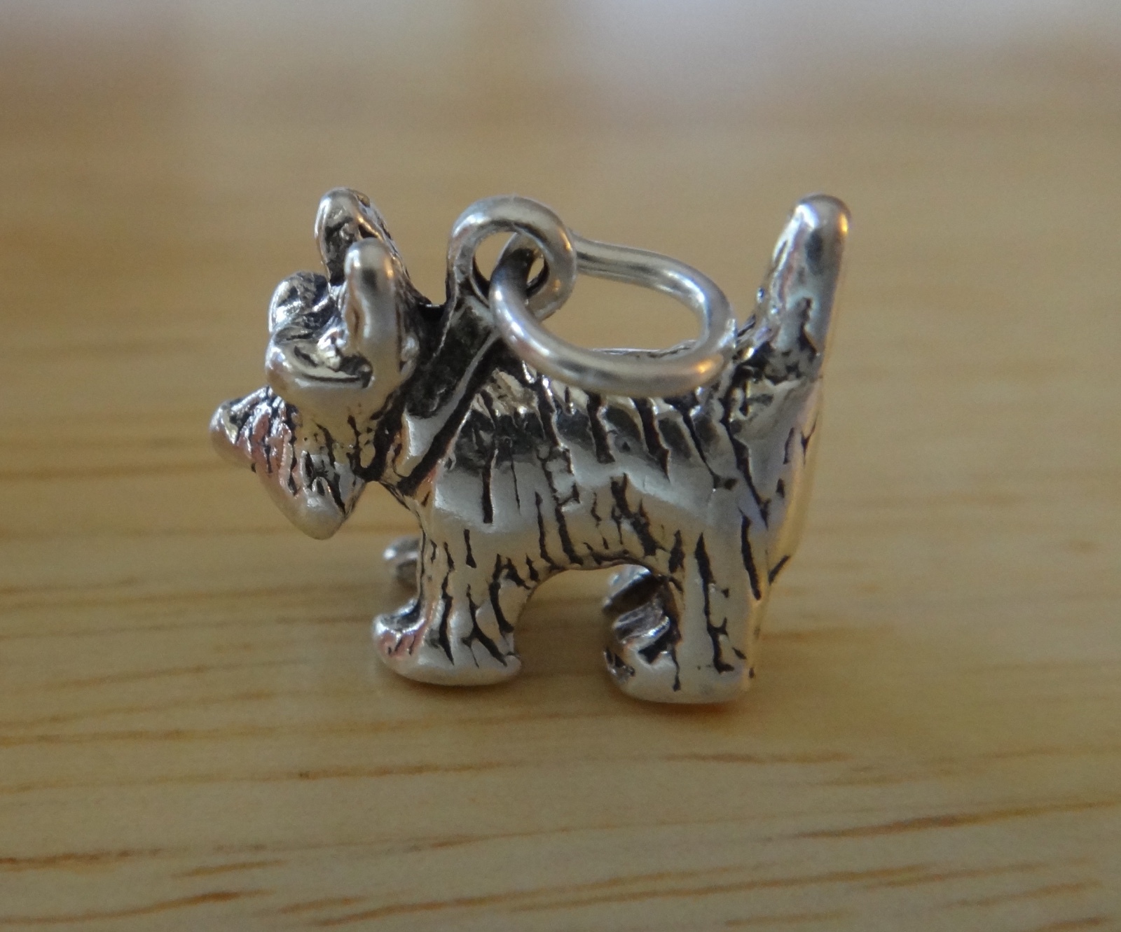 Sterling Silver 3D 12x15mm 3g Westie Cairn Scottie Terrier Dog with Collar Charm