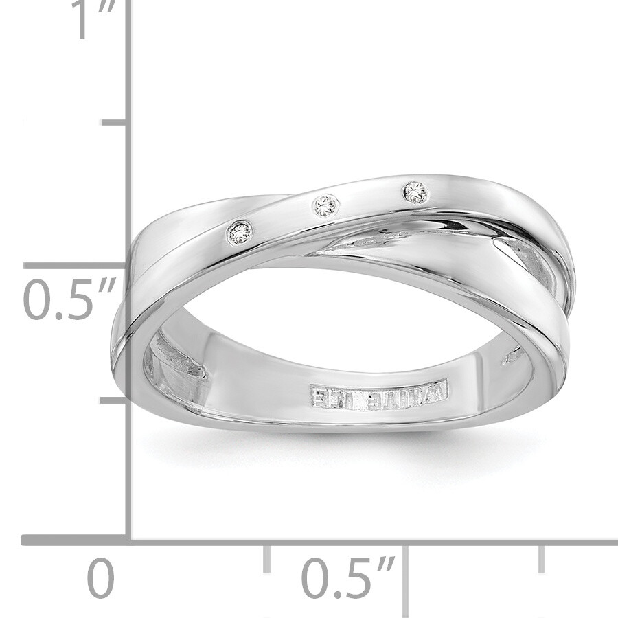 White Ice Silver Diamond X Ring QW167